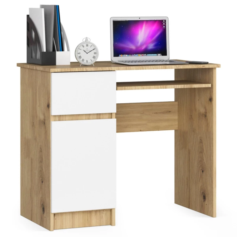 KALRION PC asztal - artisan tölgy / fehér, balos változat