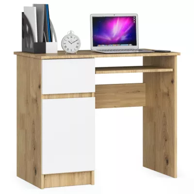 KALRION PC asztal - artisan tölgy / fehér, balos változat