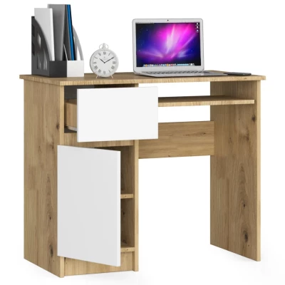 KALRION PC asztal - artisan tölgy / fehér, balos változat
