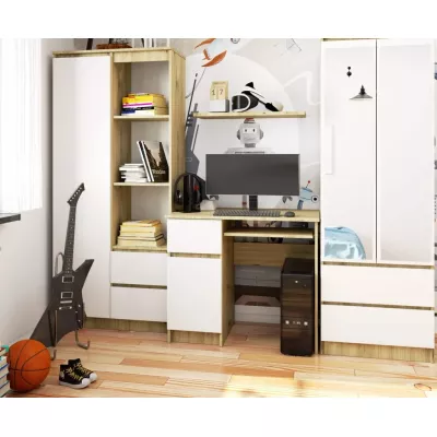 KALRION PC asztal - artisan tölgy / fehér, balos változat