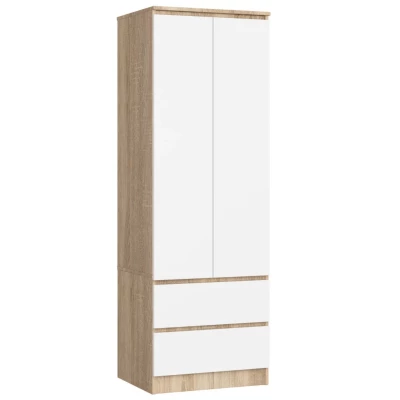 Fiókos gardróbszekrény 60 cm WREN - sonoma tölgy / fehér