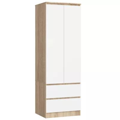 Fiókos gardróbszekrény 60 cm WREN - sonoma tölgy / fehér