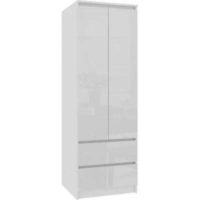 Fiókos szekrény 60 cm WREN - fehér / magasfényű fehér
