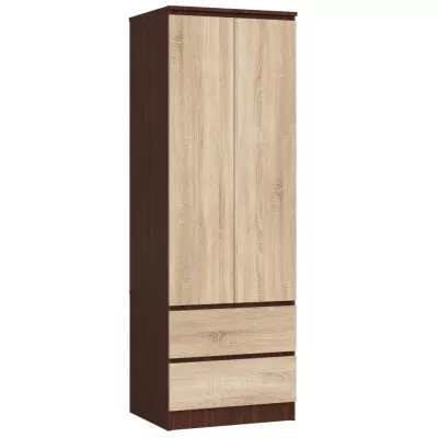 Fiókos gardróbszekrény 60 cm WREN - wenge / sonoma tölgy