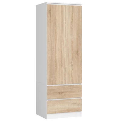 Fiókos gardróbszekrény 60 cm WREN - fehér / sonoma tölgy