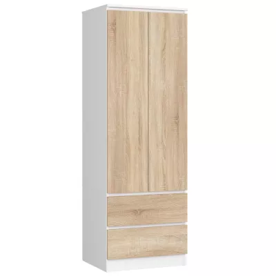 Fiókos gardróbszekrény 60 cm WREN - fehér / sonoma tölgy