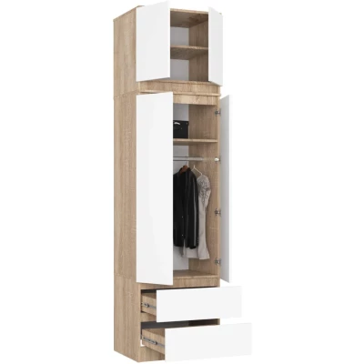 Gardróbszekrény bővíthető 60 cm WREN - sonoma tölgy / fehér