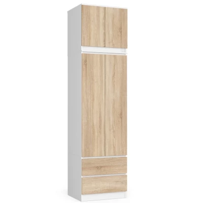 Gardróbszekrény bővíthető 60 cm WREN - fehér / sonoma tölgy