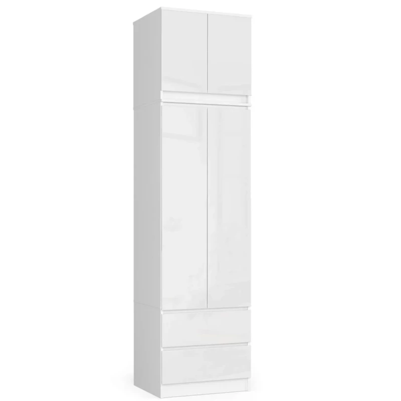 Gardróbszekrény bővíthető 60 cm WREN - fehér / magasfényű fehér