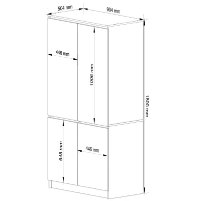 Négyajtós szekrény 90 cm LOTA - fehér / szürke