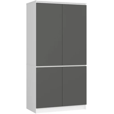 Négyajtós szekrény 90 cm LOTA - fehér / szürke