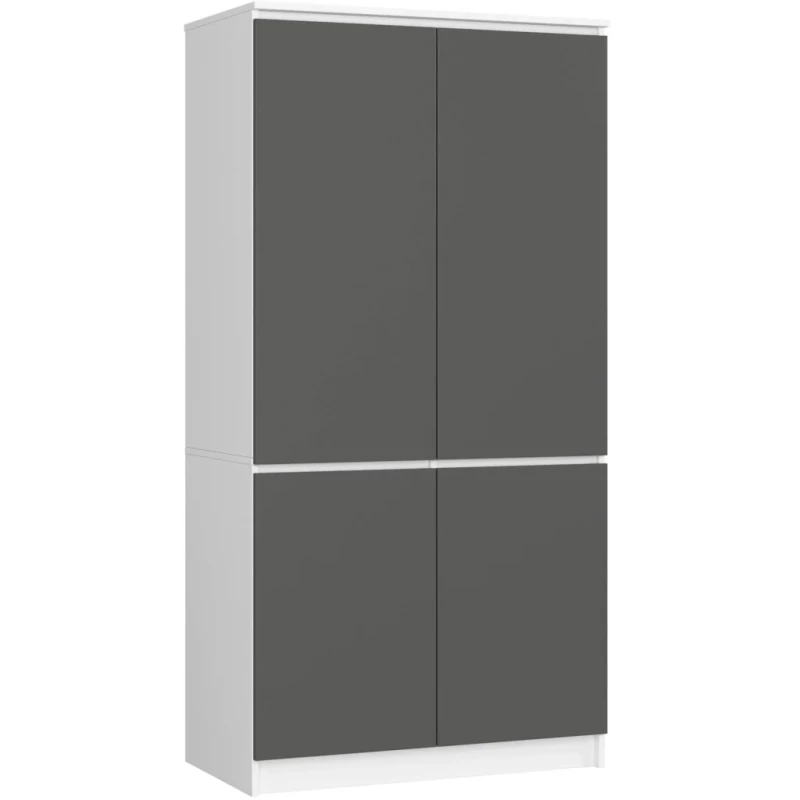 Négyajtós szekrény 90 cm LOTA - fehér / szürke