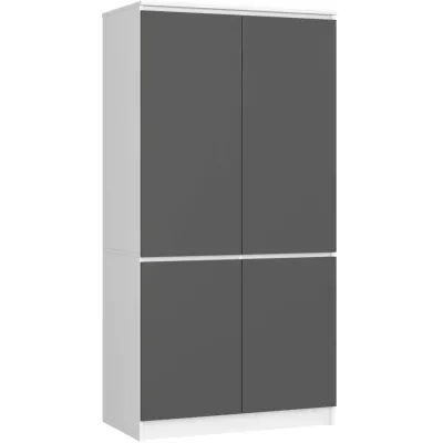 Négyajtós szekrény 90 cm LOTA - fehér / szürke