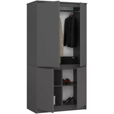 Négyajtós szekrény 90 cm LOTA - szürke