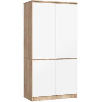 Négyajtós szekrény 90 cm LOTA - sonoma tölgy / fehér