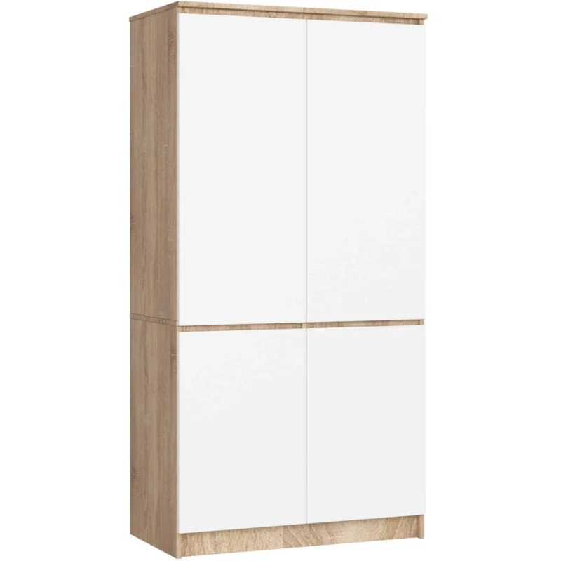 Négyajtós szekrény 90 cm LOTA - sonoma tölgy / fehér