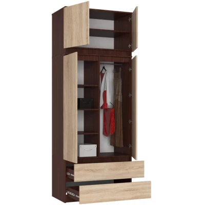 Gardróbszekrény bővíthető 90 cm LOTA - wenge / sonoma tölgy