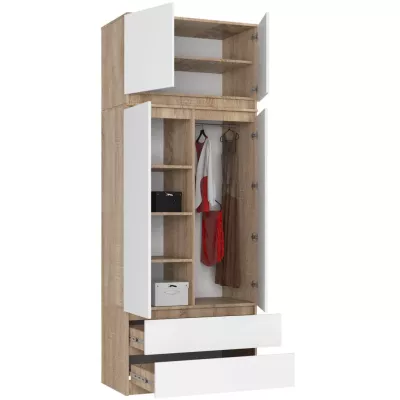 Gardróbszekrény bővíthető 90 cm LOTA - sonoma tölgy / fehér