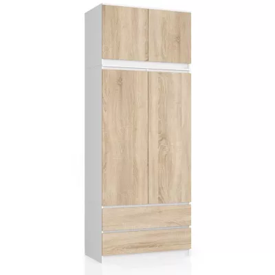 Gardróbszekrény bővíthető 90 cm LOTA - fehér / sonoma tölgy
