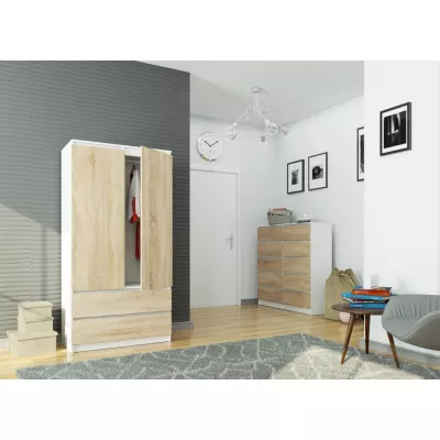 Fiókos gardrób 90 cm LOTA - fehér / sonoma tölgy