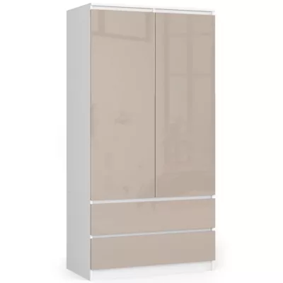 Fiókos szekrény 90 cm LOTA - fehér / cappuccino fényes felülettel