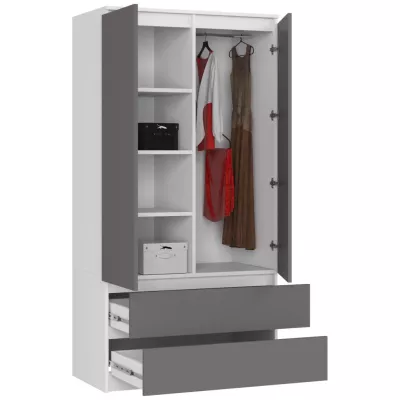 Fiókos szekrény 90 cm LOTA - fehér / szürke