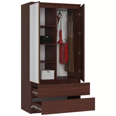 Fiókos és tükrös gardróbszekrény 90 cm LOTA - wenge