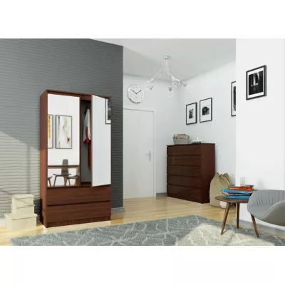 Fiókos és tükrös gardróbszekrény 90 cm LOTA - wenge