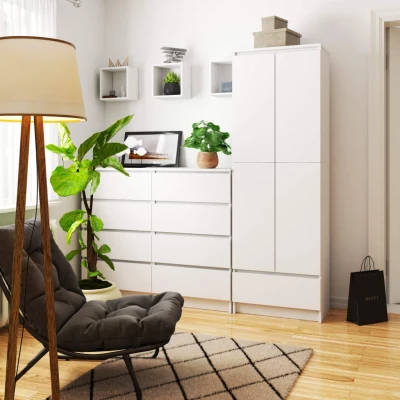 Kétajtós szekrény fiókkal 60 cm VALESTRA - fehér