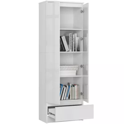 Kétajtós szekrény fiókkal 60 cm VALESTRA - fehér / fényes fehér