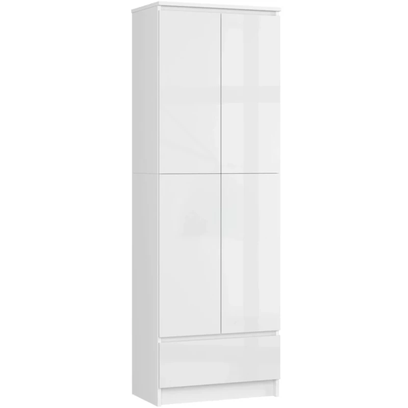 Kétajtós szekrény fiókkal 60 cm VALESTRA - fehér / fényes fehér