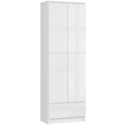 Kétajtós szekrény fiókkal 60 cm VALESTRA - fehér / fényes fehér