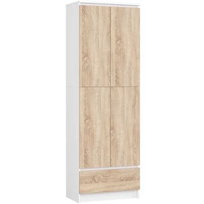Kétajtós szekrény fiókkal 60 cm VALESTRA - fehér / sonoma tölgy