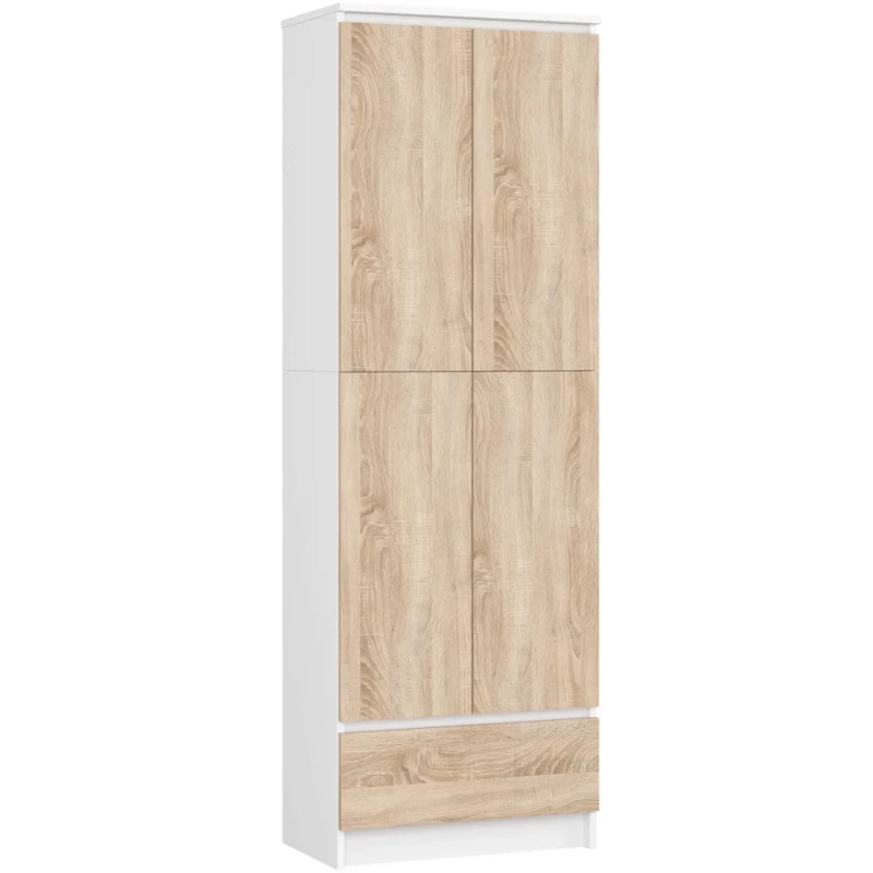 Kétajtós szekrény fiókkal 60 cm VALESTRA - fehér / sonoma tölgy