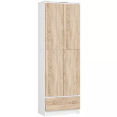 Kétajtós szekrény fiókkal 60 cm VALESTRA - fehér / sonoma tölgy