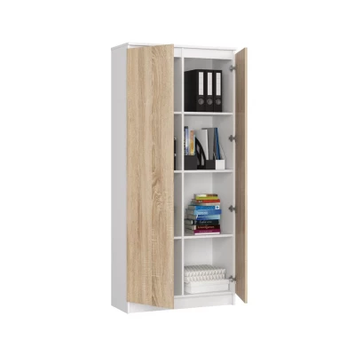 Polcos szekrény 80 cm VALESTRA - fehér / sonoma tölgy