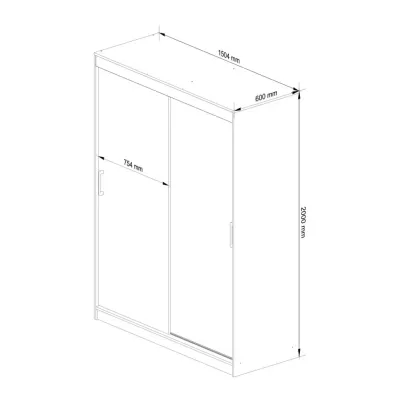 Tágas gardrób 150 cm VALESTRA - fehér / sonoma tölgy