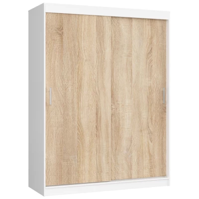 Tágas gardrób 150 cm VALESTRA - fehér / sonoma tölgy