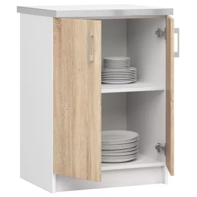 TRIVORA kétajtós alsó szekrény - szélesség 60 cm, fehér / sonoma tölgy