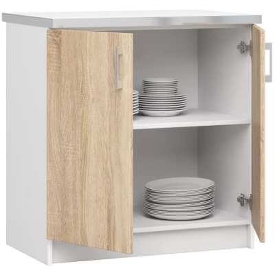 TRIVORA kétajtós alsó szekrény - szélesség 80 cm, fehér / sonoma tölgy