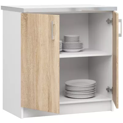 TRIVORA kétajtós alsó szekrény - szélesség 80 cm, fehér / sonoma tölgy