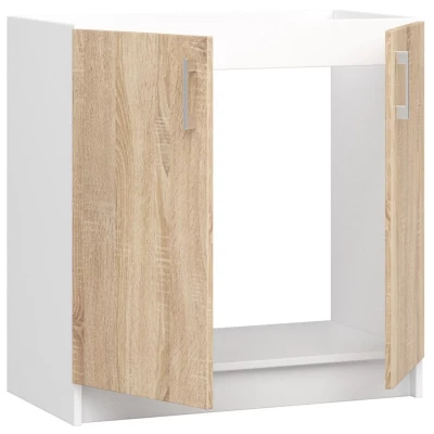 TRIVORA alsó mosdószekrény - szélesség 80 cm, fehér / sonoma tölgyfa