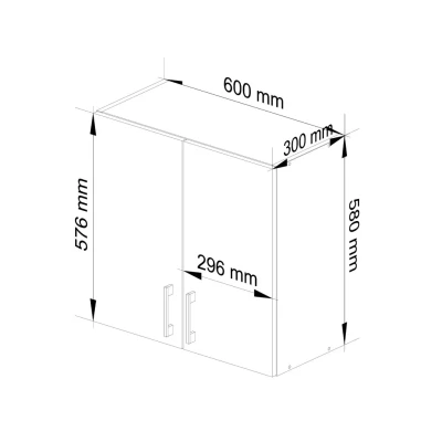 TRIVORA felső konyhaszekrény - szélesség 60 cm, fehér / sonoma tölgy