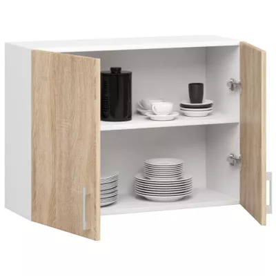 TRIVORA felső konyhaszekrény - szélesség 80 cm, fehér / sonoma tölgy