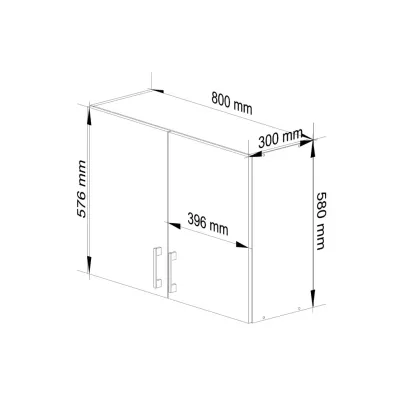TRIVORA felső konyhaszekrény - szélesség 80 cm, fehér / sonoma tölgy
