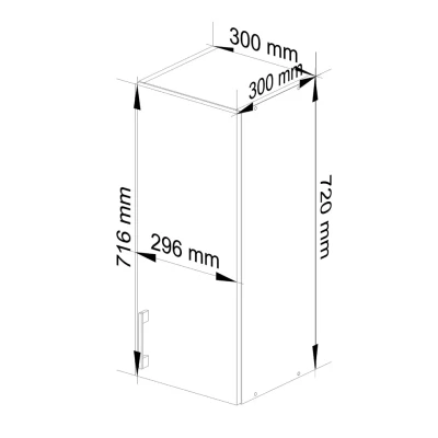 TRIVORA felső egyajtós szekrény - szélesség 30 cm, fehér / sonoma tölgy