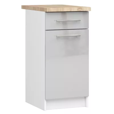 Alsó konyhaszekrény 40 cm VERMINA fiókkal - fehér / fényes világosszürke