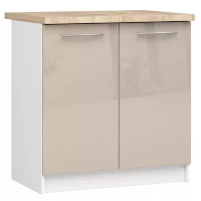 Alsó konyhaszekrény 80 cm VERMINA - fehér / cappuccino fényes felületű