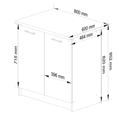 Alsó konyhaszekrény 80 cm VERMINA - fehér / fényes világosszürke