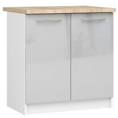Alsó konyhaszekrény 80 cm VERMINA - fehér / fényes világosszürke